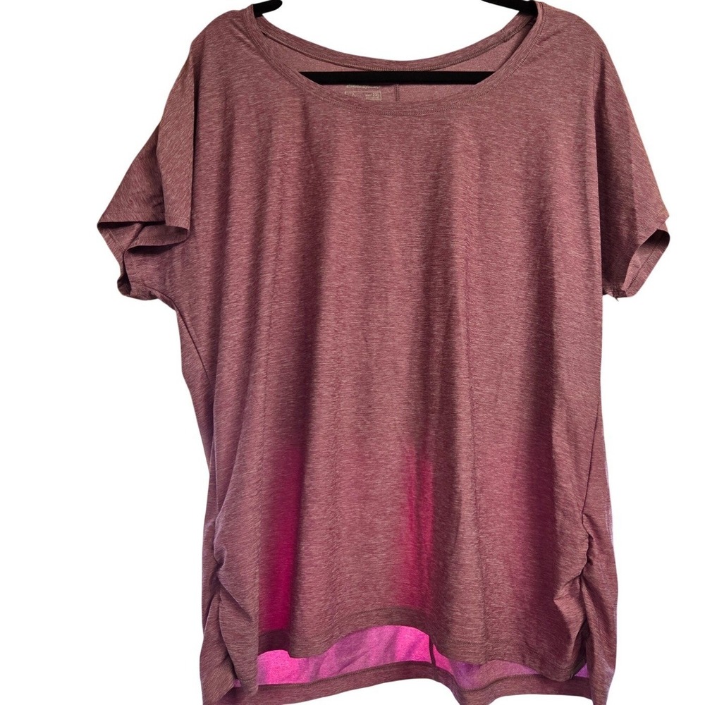 Eddie‎ Bauer Women's Heathered Berry Ruched Side Tunic Tee Shirt 2XL